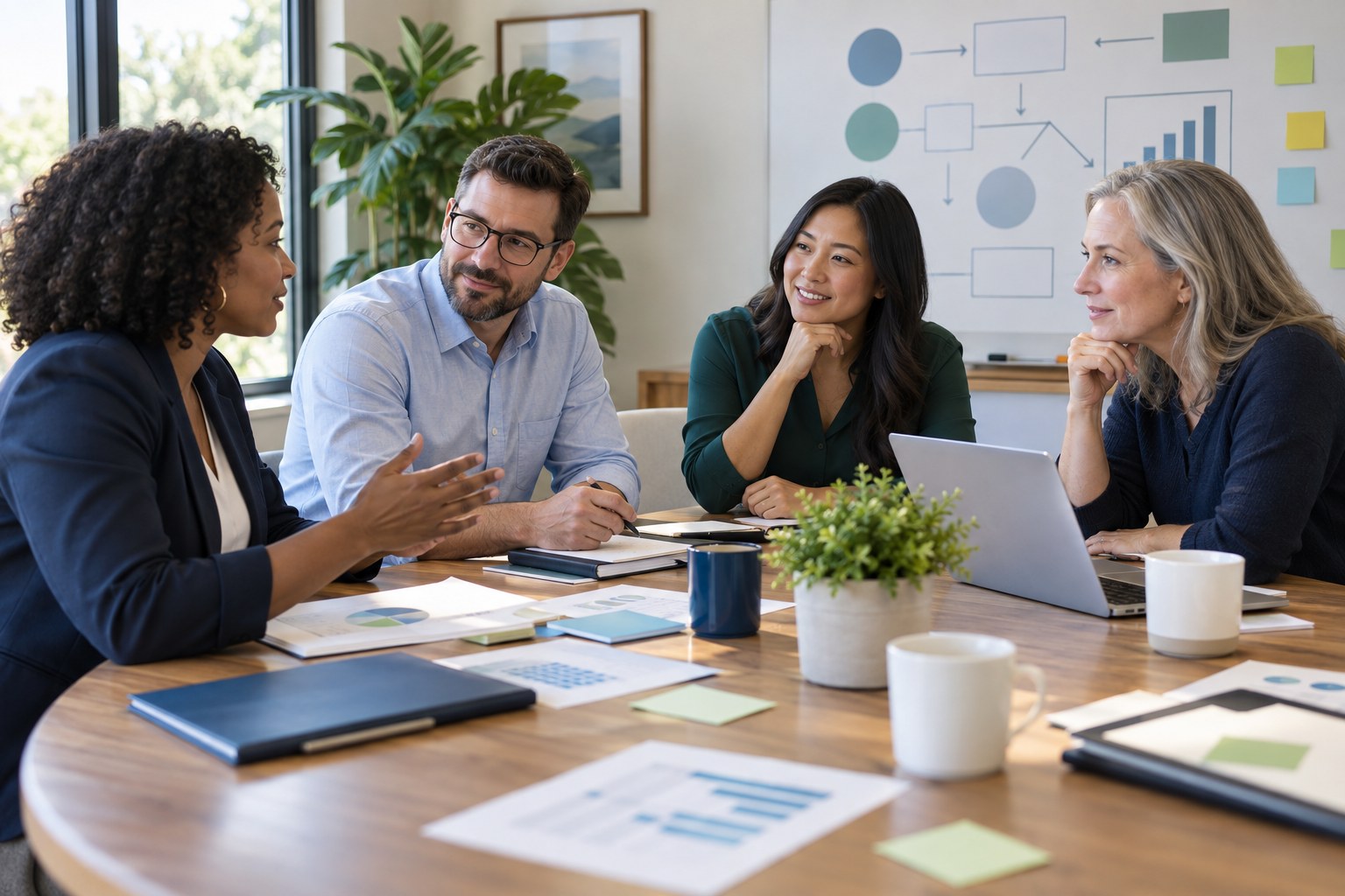 An organization team building a focused grant application plan