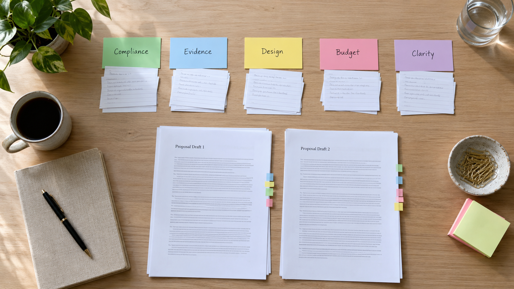 Reviewer comments sorted into evidence, design, budget, compliance, and clarity themes